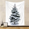 Dettaglio di un arazzo di Natale appeso a una parete beige per l'arredamento - 73X95 CM (Esportazione Spazzolato) / Sempreverde Innevato (ZJ722-6)