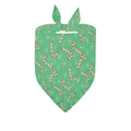 Close-up of green Christmas pet bandana with festive candy cane and snowflake prints - Fits Neck Circumference 20-46cm / Green Umbrella Handle