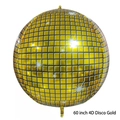 60-inch large 4D disco gold foil balloon with metallic grid texture for party events - 60 inch / Gold