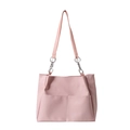 Borsa tote rosa minimalista di grande capacità con tasche anteriori in pelle PU - Rosa