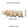 Ciondolo MAMA dorato con strass e dimensioni per gioielli per la festa della mamma - Ciondolo Lettera MAMA Pieno di Strass (CX145-11)