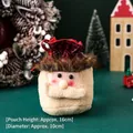 Weihnachtsmann-Geschenkbeutel aus beigem Plüsch mit Kordelzug, 16 cm festliche Süßigkeitentüte - Kunstleder-Serie - Liebenswerter Weihnachtsmann / 10x16cm / Beige