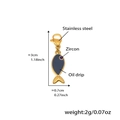 Detail view of blue enamel fish pendant with zircon inlay and lobster clasp for DIY jewelry - D190-3 Gold Fish Enamel Pendant (Blue) 1PC
