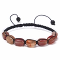 Handmade braided chakra bracelet featuring natural agate stones and adjustable black cord - Red Agate Bracelet