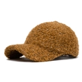 Berretto da baseball marrone in lana d'agnello con spessa trama in pile invernale - Cachi