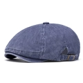 Vintage Schiebermütze aus gewaschenem Denim in Dunkelblau mit verstellbarer Metallschnalle - Verstellbar / Marineblau