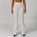 Off-white καμπάνα παντελόνι γιόγκα με ψηλή μέση και έλεγχο της κοιλιάς για σπορ - S / Bottoms / Μπεζ
