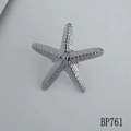 Starfish shaped silver stainless steel ring with textured surface in polished finish - Silver Starfish Ring (BP761)
