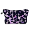 Chic purple and black leopard print 3D digital makeup bag with a side handle - 52170