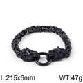 Men's black stainless steel lion head Byzantine chain bracelet, 215mm length - Black (KB108240-Z)