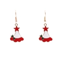 Pendientes de gorro navideño dorado con esmalte rojo y verde para joyería de festividades - Pendientes de estrella