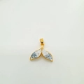 18K gold-plated heart fishtail pendant with blue and clear zircon inlay decoration - Fish Tail-Gold
