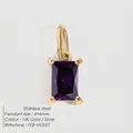 Rechthoekige paarse amethist hanger van 14K verguld roestvrij staal voor verjaardag in februari - Goud / Februari-Violet