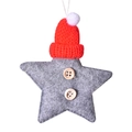 Stella di Natale in feltro grigio con cappello rosso a maglia e bottoni in legno - Stella Grigia