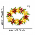 Detail of embroidered floral patch with size dimensions and intricate thread texture - Hawaiian Patch 12# (Floral Wreath)