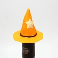 Orange silicone wizard hat bottle stopper with yellow stars for Halloween party decor - Halloween Orange Bottle Hat