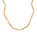 Minimalistische 18K vergulde roestvrijstalen ketting met onregelmatige golfschakels - Gewricht Ketting / Goud