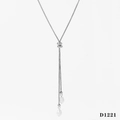Collana a Y in argento con catena a serpente quadrata e perle barocche naturali - Argento