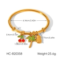Details des Goldarmbands mit Kirsch-, Kokosnussbaum- und Ananas-Emaille-Anhängern - Emaille Kirsche Kokosnuss Ananas Anhänger Stil (HC-B20358)