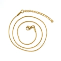 Detail of gold-plated stainless steel chain with lobster clasp and extension links - Gold 1.2mm*40+5cm