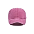 Front view of a washed cotton baseball cap in berry pink with distressed texture - Kids Head: 54-56CM / Rose Red