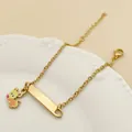 Bracelet enfant plaqué or 18K avec breloque souris dessin animé et plaque à graver - Souris