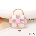 Rosa-weißer Handtaschen-Anhänger mit glitzernden Strasssteinen und goldenem Finish - D219 Emaille Tasche (Weiß/Rosa)
