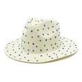 Detailed macro view of cream straw fedora hat with elegant blue gradient rhinestones - M (56-58cm) / Cream