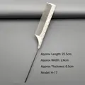 Detail of white professional tail comb with precise 1-12cm scale and stainless steel pin - H-17 (Metal Tail Scale Comb)