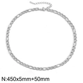 Silver Figaro link chain necklace in stainless steel with lobster clasp and extension - 5mm Silver Figaro Chain (KN283298-Z)