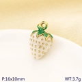 304 stainless steel strawberry charm with white enamel and golden seeds for DIY jewelry - White Strawberry Small Style (KLJ10201-ZLA)