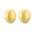 Golden oval hoop earrings with micro-inlaid cubic zirconia stones on a white background - Gold White Zirconia Egg-shaped
