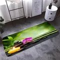 Zen style long floor mat with bamboo, orchid, and pebbles for bathroom or kitchen - 40x60cm / Zen Garden