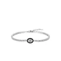 S925 silver tennis bracelet with black enamel oval stone and clear zircons charm - Oval Style (RHB2086)