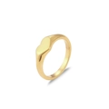 Minimalist heart-shaped hollow ring in golden stainless steel finish on white background - Small Heart Style
