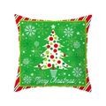 Green Christmas pillowcase featuring a dotted tree and red white striped edge border - TQR31-23/Merry Christmas Green Dot Tree