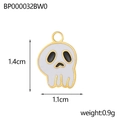 Detailed view of white and gold ghost charm with size 1.4cm x 1.1cm measurements - White Flying Ghost