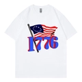 Weißes 1776 Grafik-T-Shirt mit Vintage-Betsy-Ross-Flaggendruck in lockerer Passform - XS / Weiß Design 317