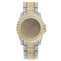 Elegant gold and silver dual-tone women's watch with full diamond rhinestones on dial and band - Gold & Silver