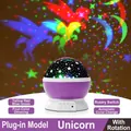 Rotating purple unicorn starry sky projector lamp with 4-color LED and plug-in power - Purple Shell Unicorn-Regular 1W