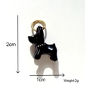 Fashion woven bracelet charm featuring a glossy black dog pendant with gold accents - Black Enamel Dog Pendant
