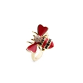 Chic 18K gold plated bee ring with red enamel wings and micro-pave zircon crystals - Adjustable Open / Red