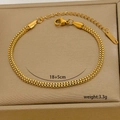 Detailed view of dual-row square chain bracelet in 18K gold finish with size tag - Double Row Square Chain (10-14)