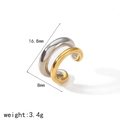 Two-tone 18k gold and silver C-shaped stainless steel ear cuff with dimension markings - Two-Tone Gold Silver Double Ring Intertwined Style (TE6952-M)