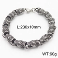 Retro punk style stainless steel snake link bracelet with textured silver finish - 23CM / Steel Realistic Snake Head (KB167703-KJX)