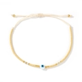 Handgefertigtes gewebtes Perlenarmband mit gelben Perlen und blauem Evil Eye - Gelb