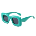 Y2K Oversized square sunglasses in mint green frame with dark gray lenses - Green Frame Grey Lens