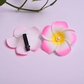 Pink and white frangipani hair clip with pearl center and black duckbill clip back - Pink Flower Head + Pearl + Clip [4cm]