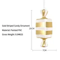 Christmas gold striped candy ornament made of painted PVC, 20cm festive tree decoration - 20CM Gold White Square Candy