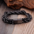 Men's vintage dragon chain bracelet in antique silver finish with magnetic clasp - 19cm / Matte Black